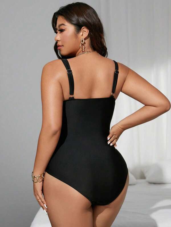 Maiô Transpassado Transparência Modelador Clássico Plus Size