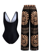 Conjunto Maiô Decote V Com Aviamento E Calça Plus Size
