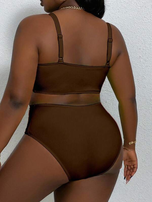 Biquíni Cintura Alta Sustentação Franzido Texturizado Plus Size