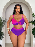 Conjunto Pareô Cintura Alta Estampado Degradê Floral Plus Size