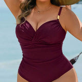 Maiô Transpassado Franzido Modelador Com Aviamento Plus Size