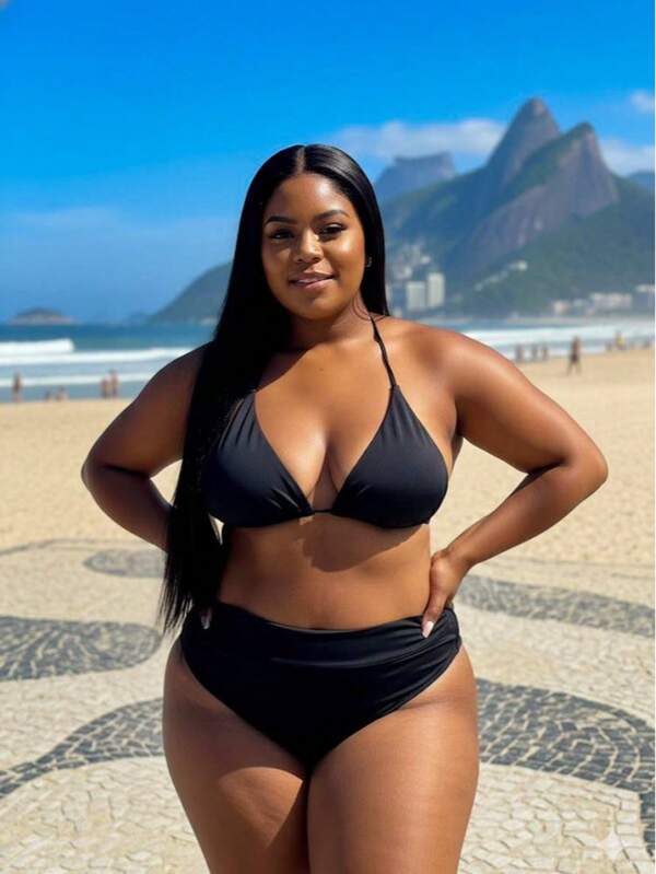 Biquíni Cortininha Cintura Alta Alta Cobertura Plus Size