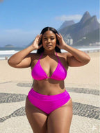 Biquíni Cortininha Cintura Alta Alta Cobertura Plus Size
