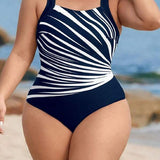 Maiô Regata Modelador Estampado Assimétrico Plus Size