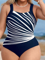 Maiô Regata Modelador Estampado Assimétrico Plus Size