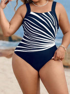 Maiô Regata Modelador Estampado Assimétrico Plus Size
