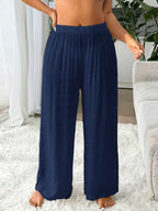 Saída De Praia Calça Pantalona Texturizada Resort Plus Size