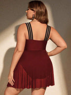 Maiô Regata Transparência Com Saia Modelador Plus Size