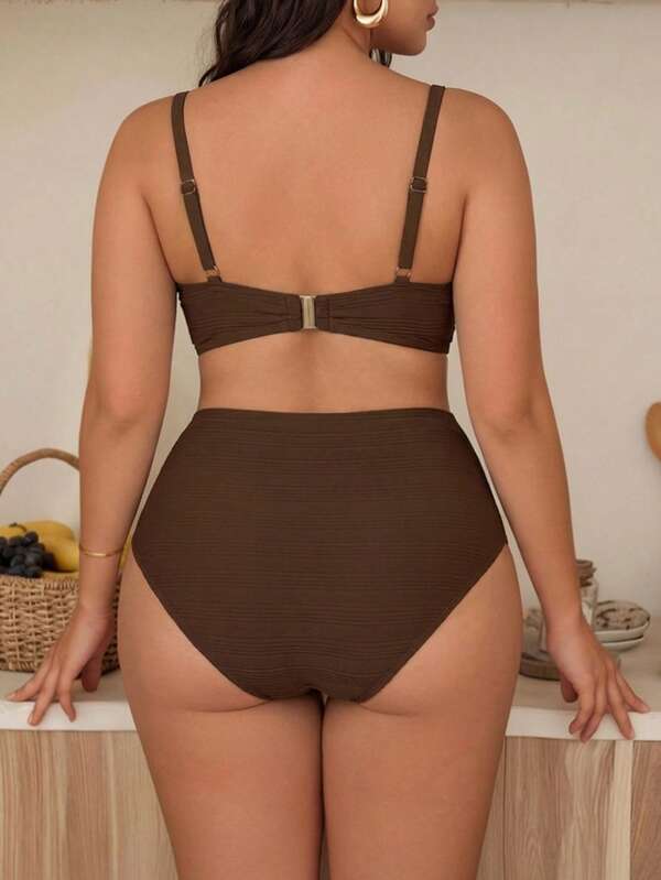 Biquíni Cintura Alta Drapeado Plus Size