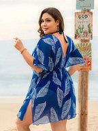 Saída De Praia Vestido Curto Estampado Transparência Plus Size