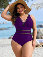 Maiô Decote V Transparência Modelador Clássico Plus Size