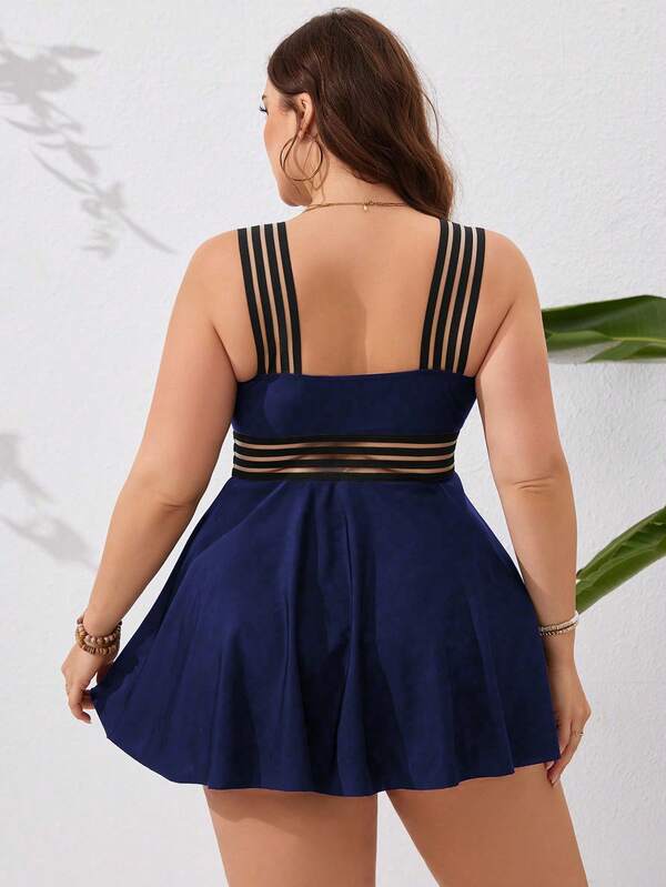 Maiô Regata Com Saia Transparência Modelador Plus Size