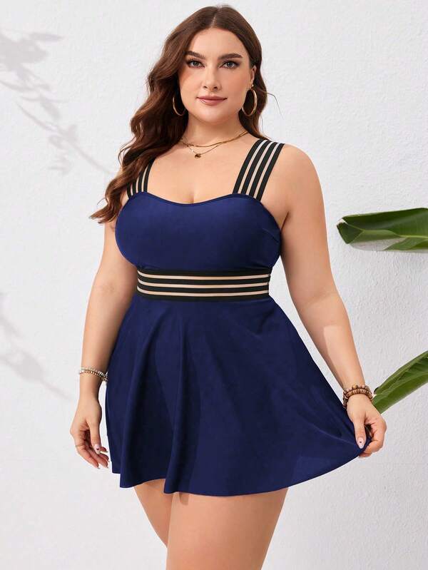 Maiô Regata Com Saia Transparência Modelador Plus Size