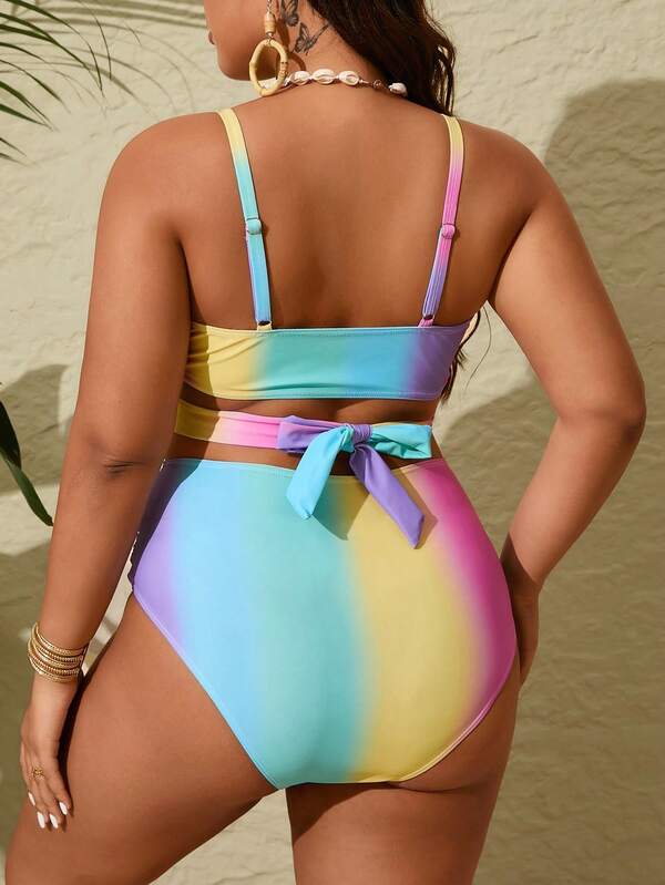Biquíni Transpassado Cintura Alta Drapeado Modelador Plus Size