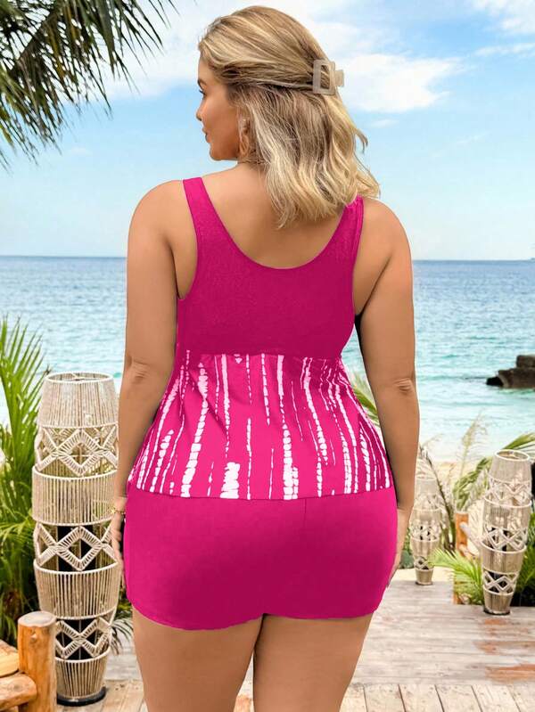 Tankini Decote Redondo Alças Largas Alongado Plus Size