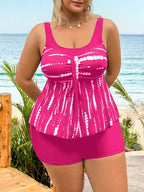 Tankini Decote Redondo Alças Largas Alongado Plus Size
