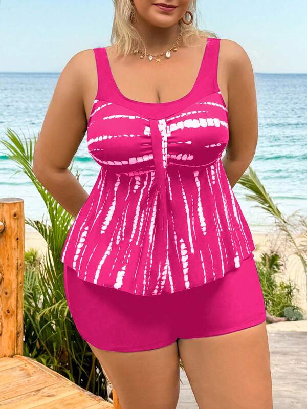 Tankini Decote Redondo Alças Largas Alongado Plus Size