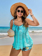 Tankini Alças Finas Com Amarração Alongado Plus Size