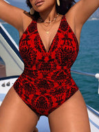 Maiô Frente Única Franzido Estampado Clássico Plus Size