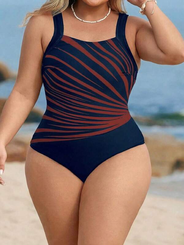 Maiô Regata Modelador Estampado Assimétrico Plus Size