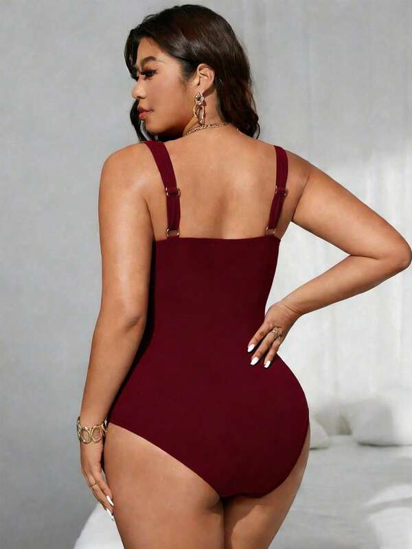Maiô Transpassado Transparência Modelador Clássico Plus Size