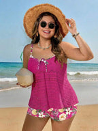 Tankini Alças Finas Com Amarração Alongado Plus Size