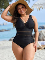 Maiô Decote V Transparência Modelador Clássico Plus Size
