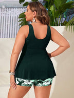 Tankini Decote V Canelado Com Amarração Alongado Plus Size