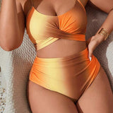 Biquíni Transpassado Cintura Alta Drapeado Modelador Plus Size