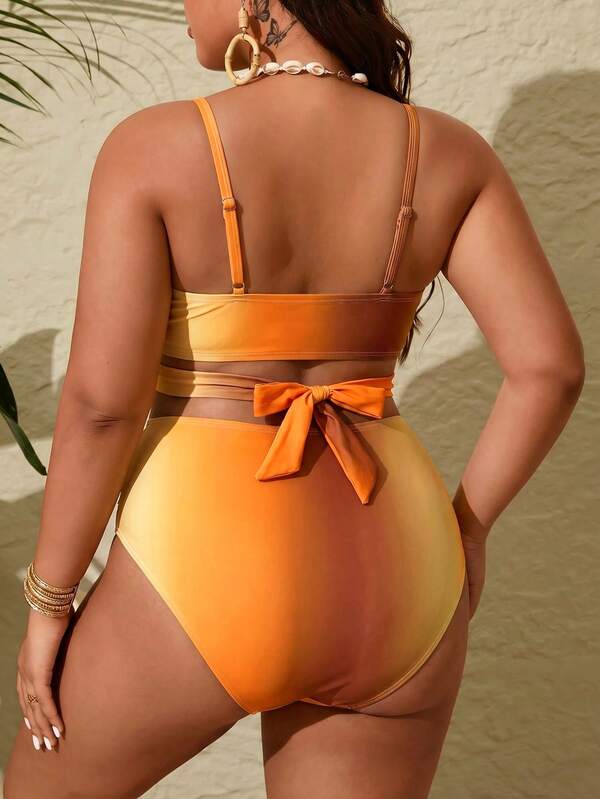 Biquíni Transpassado Cintura Alta Drapeado Modelador Plus Size