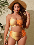 Biquíni Transpassado Cintura Alta Drapeado Modelador Plus Size