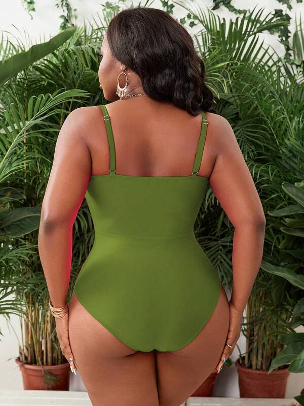 Maiô Regata Franzido Com Amarração Frontal Modelador Plus Size