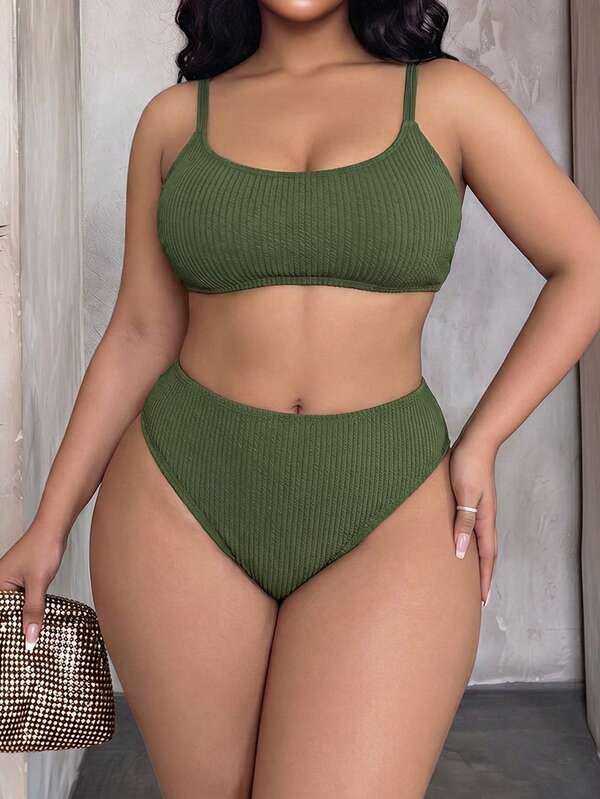 Biquíni Cintura Alta Texturizado Alta Cobertura Plus Size