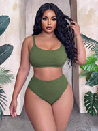Biquíni Cintura Alta Texturizado Alta Cobertura Plus Size