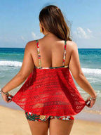 Tankini Alças Finas Com Amarração Alongado Solto Plus Size
