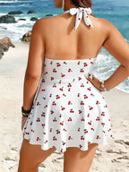 Tankini Frente Única Decote V Alongado Estampado Plus Size