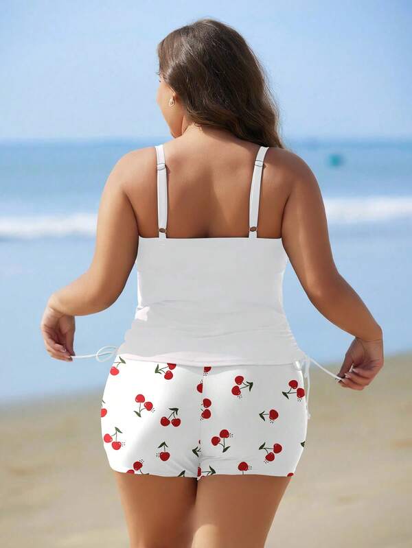 Tankini Decote V Transpassado Modelador Drapeado Plus Size