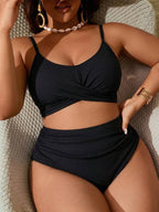 Biquíni Transpassado Cintura Alta Drapeado Modelador Plus Size