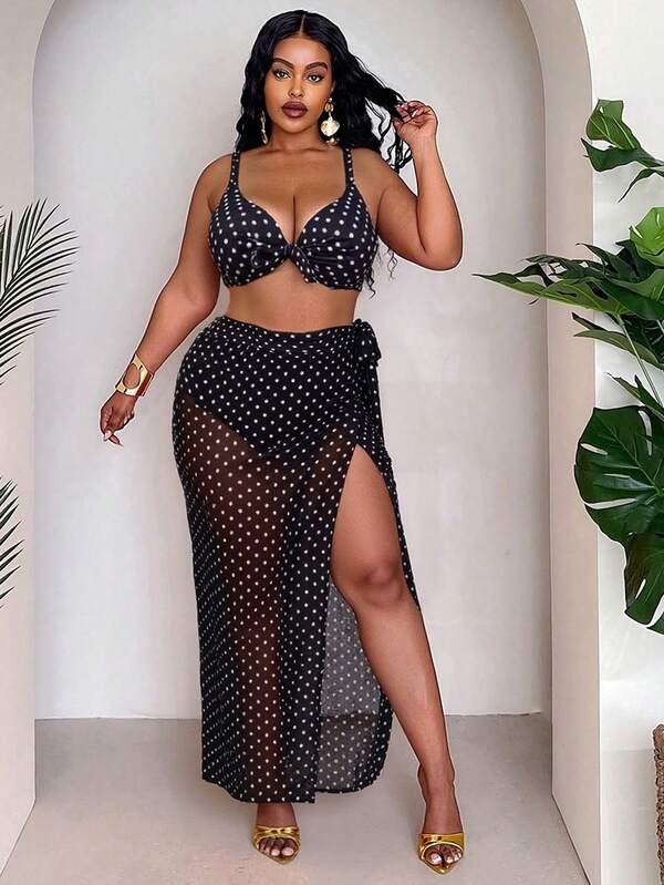 Conjunto Pareô Cintura Alta Estampado Degradê Floral Plus Size