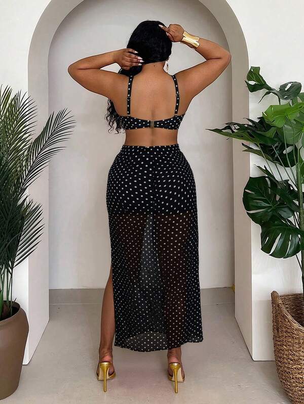 Conjunto Pareô Cintura Alta Estampado Degradê Floral Plus Size