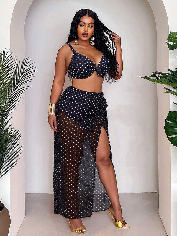 Conjunto Pareô Cintura Alta Estampado Degradê Floral Plus Size