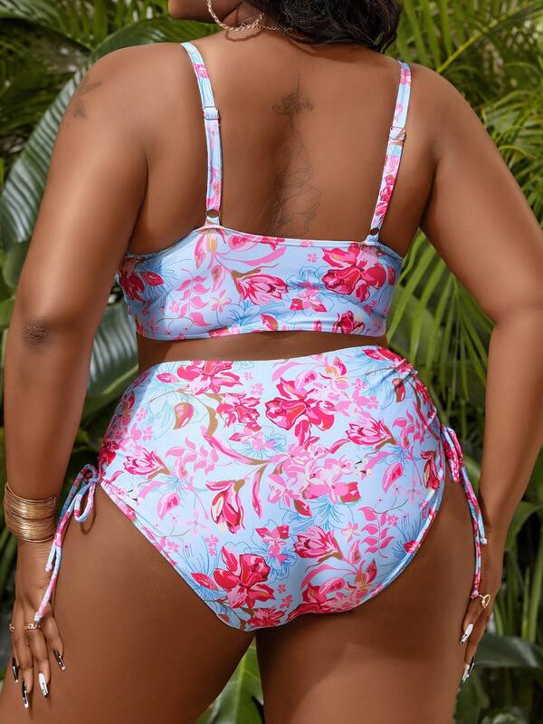 Biquíni Meia Taça Cintura Alta Estampado Resort Plus Size