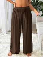Saída De Praia Calça Pantalona Texturizada Resort Plus Size
