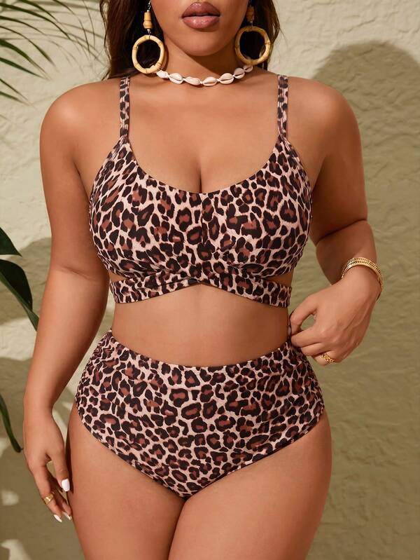 Biquíni Transpassado Cintura Alta Drapeado Modelador Plus Size